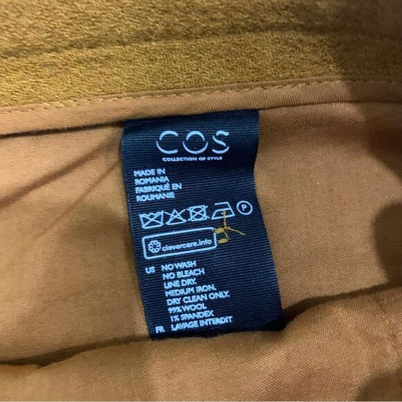 Cos Khaki Trousers Mens Sz 36 R Wool Blend Relaxed Pants Tailored Smart - Picture 9 of 13